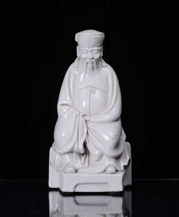 A Blanc de Chine porcelain figure of dignitary, China, Qing Dynasty,19th century