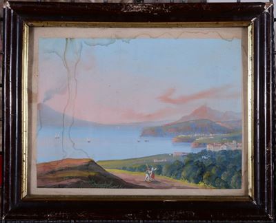 Anonimo del XIX Secoloveduta di Napoli Veduta di Sorrento