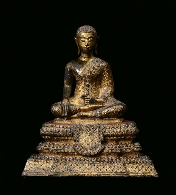 A gilt bronze figure of Buddha, Thailand, beginning 19th century