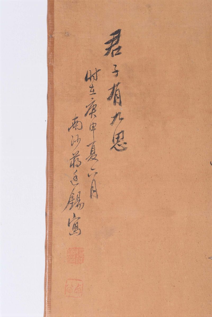 Coppia di Dipinti Raffiguranti Fiori Orientali, Cina, Dinastia Qing, XIX Secolo