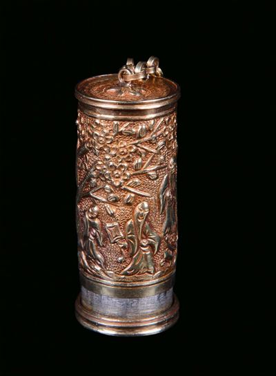 Piccola Scatola in Oro Portamedicinali, Cina, Dinastia Qing, XIX Secolo