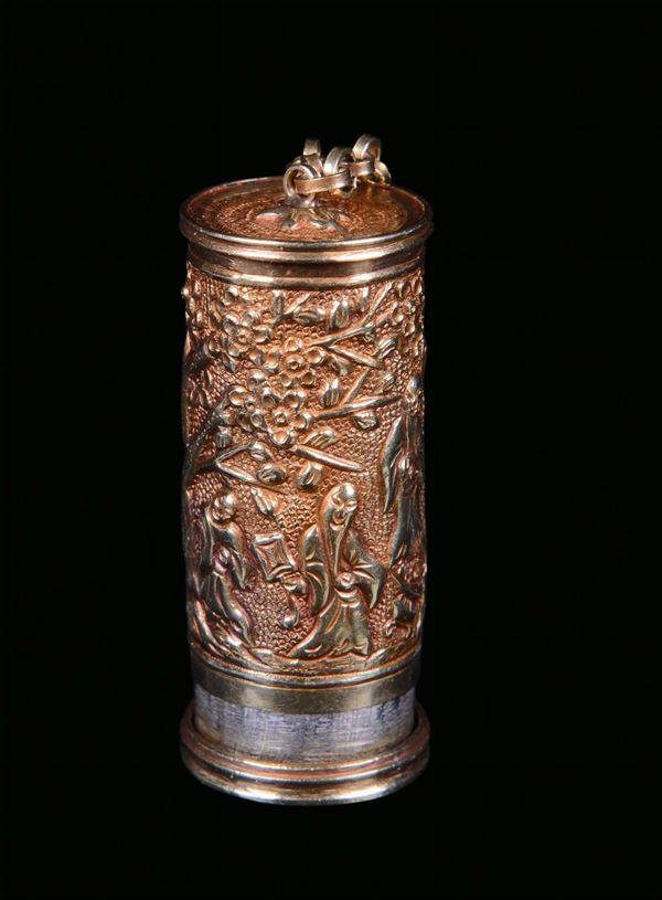 A small gold drug-box, China, Qing Dynasty, 19th century