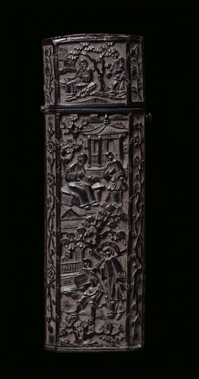 Due Scatolette in Tartaruga Intagliato, Cina, Dinastia Qing, XIX Secolo