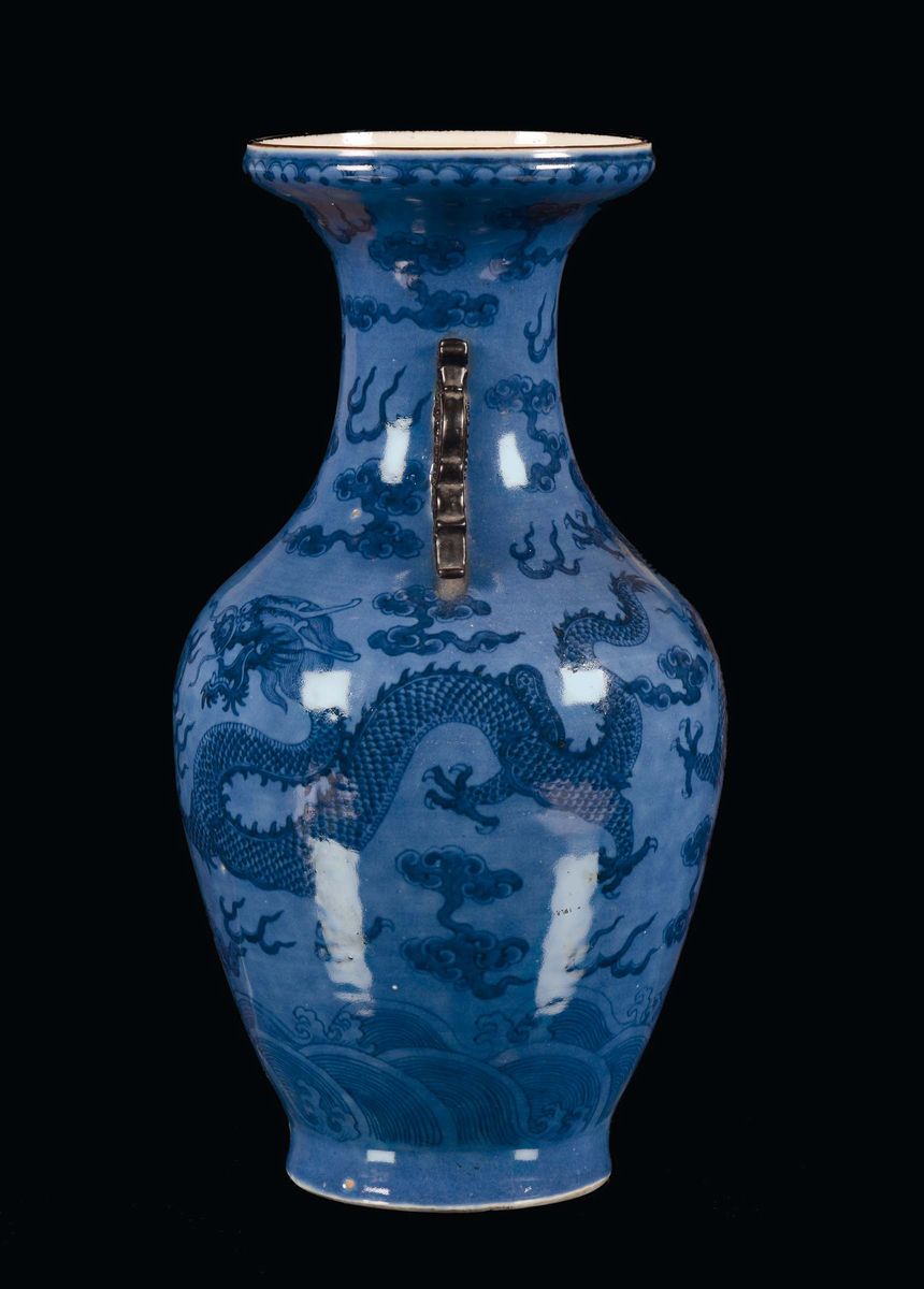 Vaso in Porcellana Blu con Dragoni, Cina, Dinastia Qing, Epoca Daoguang ( 1821-1850)