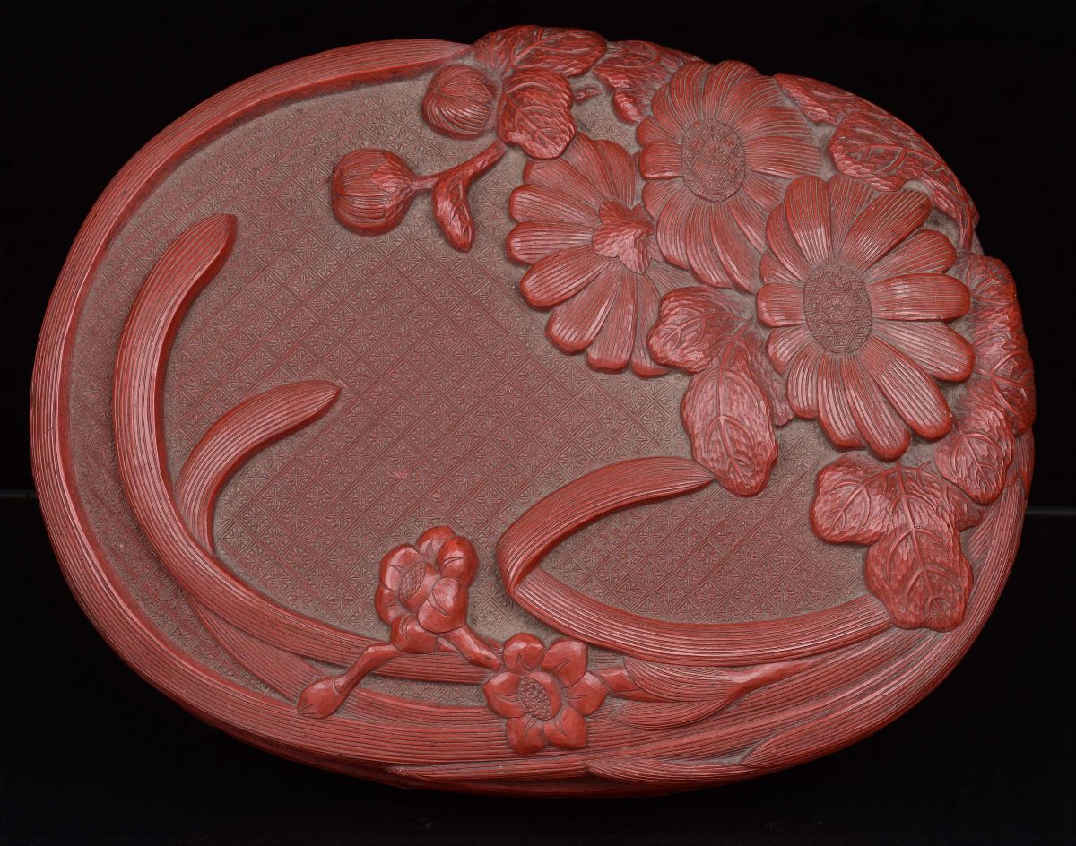 Scatola in Lacca Rossa con Disegno Floreale, Cina, Dinastia Qing, Periodo Guangxu (1875-1908)