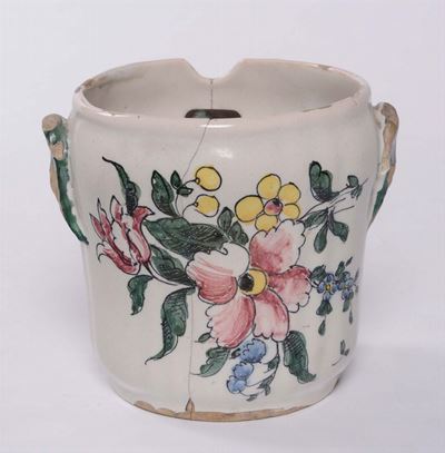 Rinfrescatoio in Maiolica con Decoro alla Rosa, XIX Secolo