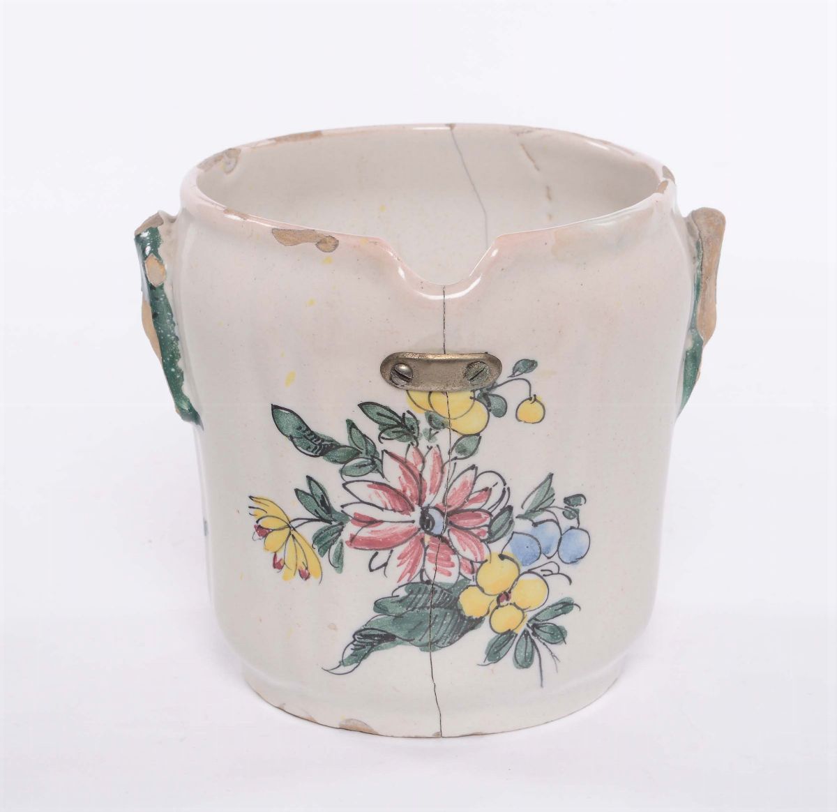 Rinfrescatoio in Maiolica con Decoro alla Rosa, XIX Secolo