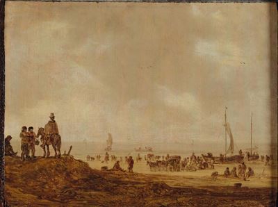 Jan Van Goyen (leida 1596 - L’aia 1656)paesaggio Costiero con Figure