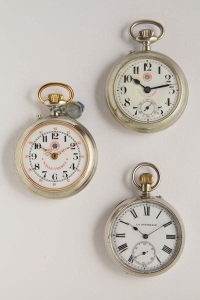 Lotto di Tre Orologi da Tasca di Cui Due Roskopf e uno la Nationale