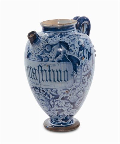 Orciolo in Maiolica a Decoro Naturalistico, Roma Fine XVI Secolo-inizio XVII Secolo