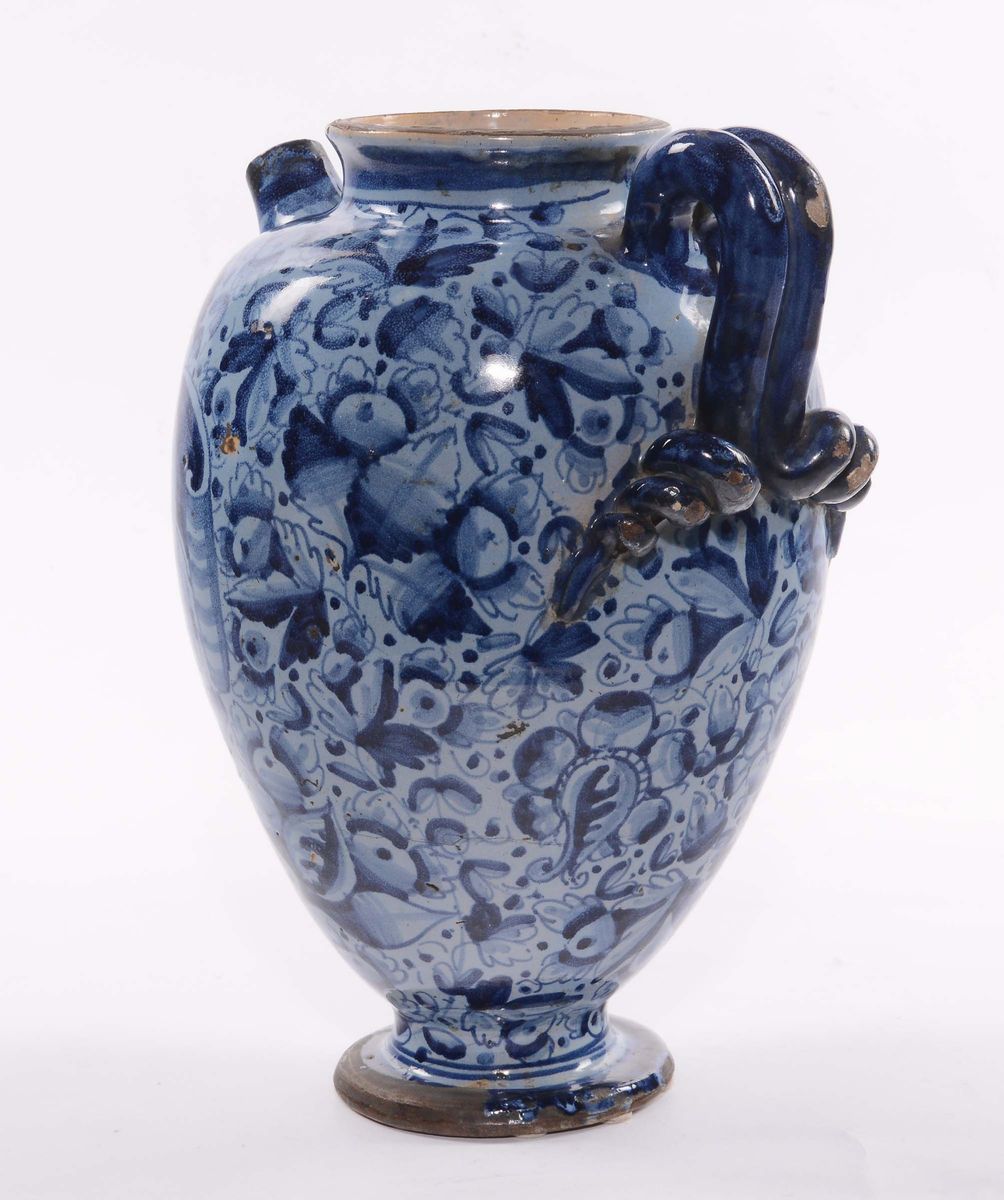 Orciolo in Maiolica a Decoro Naturalistico, Roma Fine XVI Secolo-inizio XVII Secolo