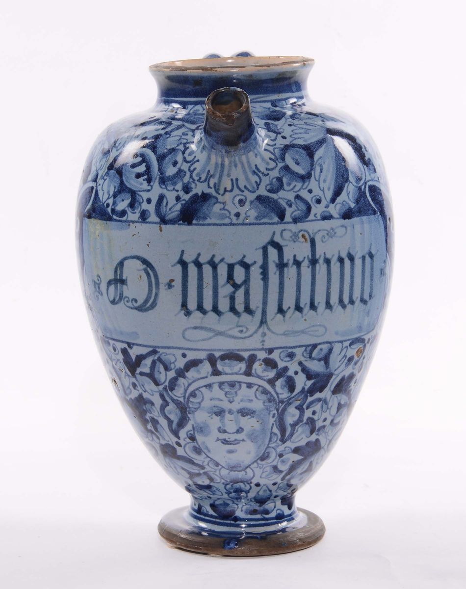 Orciolo in Maiolica a Decoro Naturalistico, Roma Fine XVI Secolo-inizio XVII Secolo
