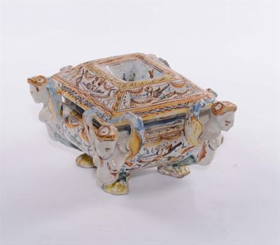 Saliera in Maiolica Policroma, XIX Secolo