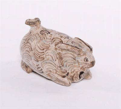 Scaldamani in Maiolica a Forma di Coniglio, Umbria XVIII Secolo