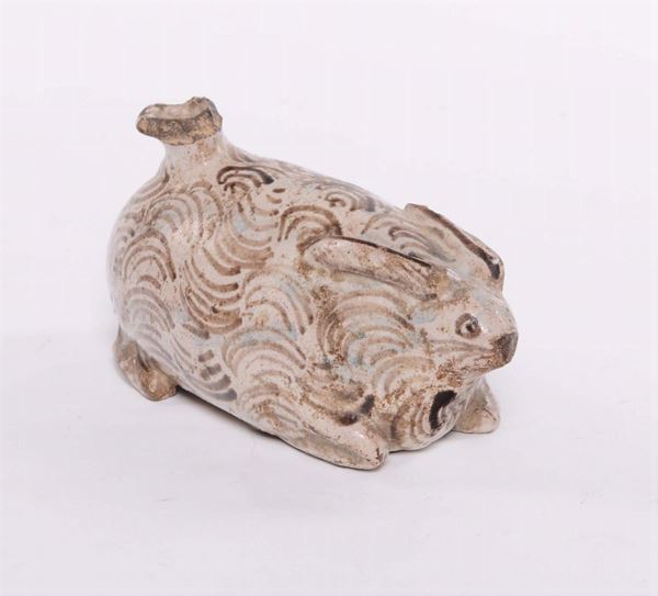 Scaldamani in maiolica a forma di coniglio, Umbria XVIII secolo