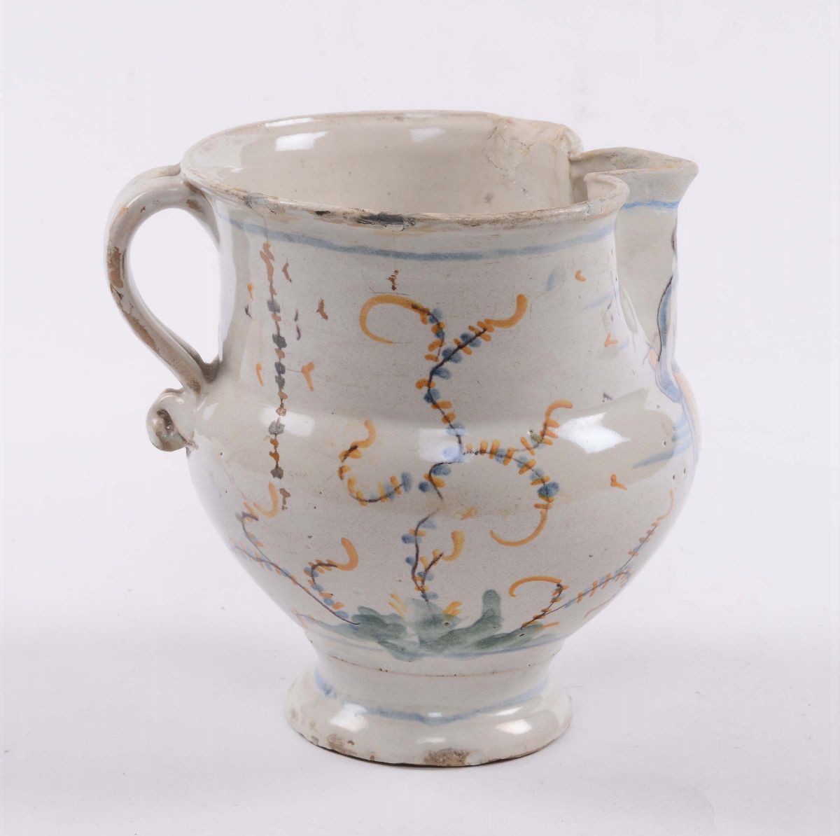 Brocca in Maiolica Decorata con Figura Femminile, Savona XVIII Secolo