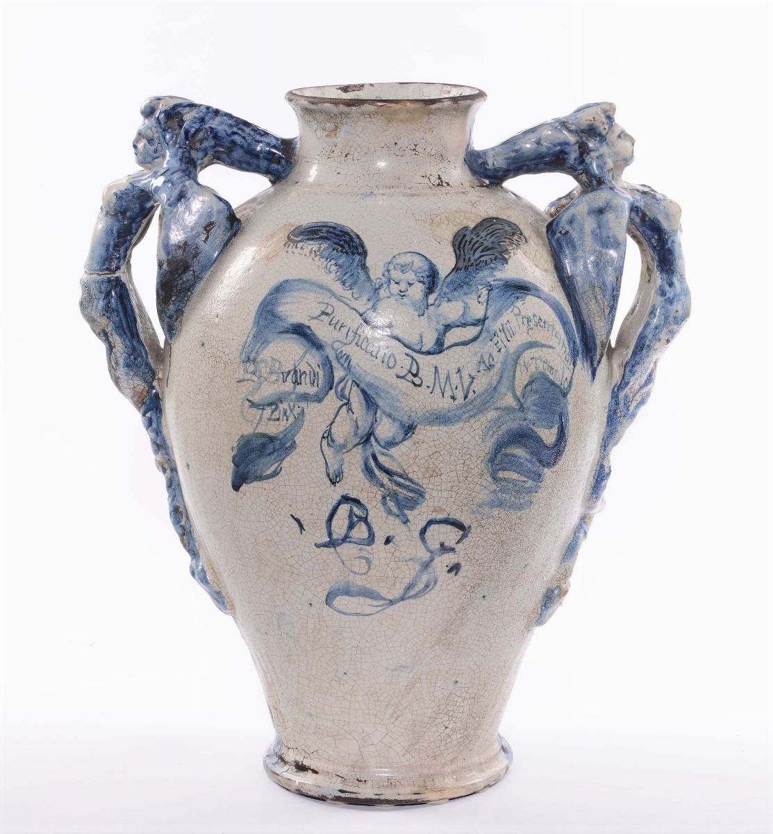 Anfora Biansata in Maiolica Istoriata, Imitazione di Paolo Francesco Brandi (attivo a Napoli dal ...