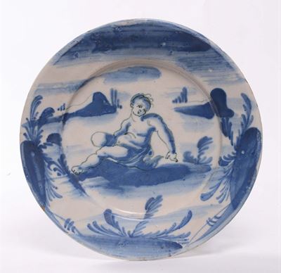 Piatto in Maiolica “a Scenografia Barocca”, Savona XVIII Secolo