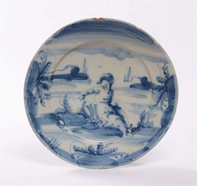 Piatto in Maiolica “a Scenografia Barocca”, Savona XVIII Secolo