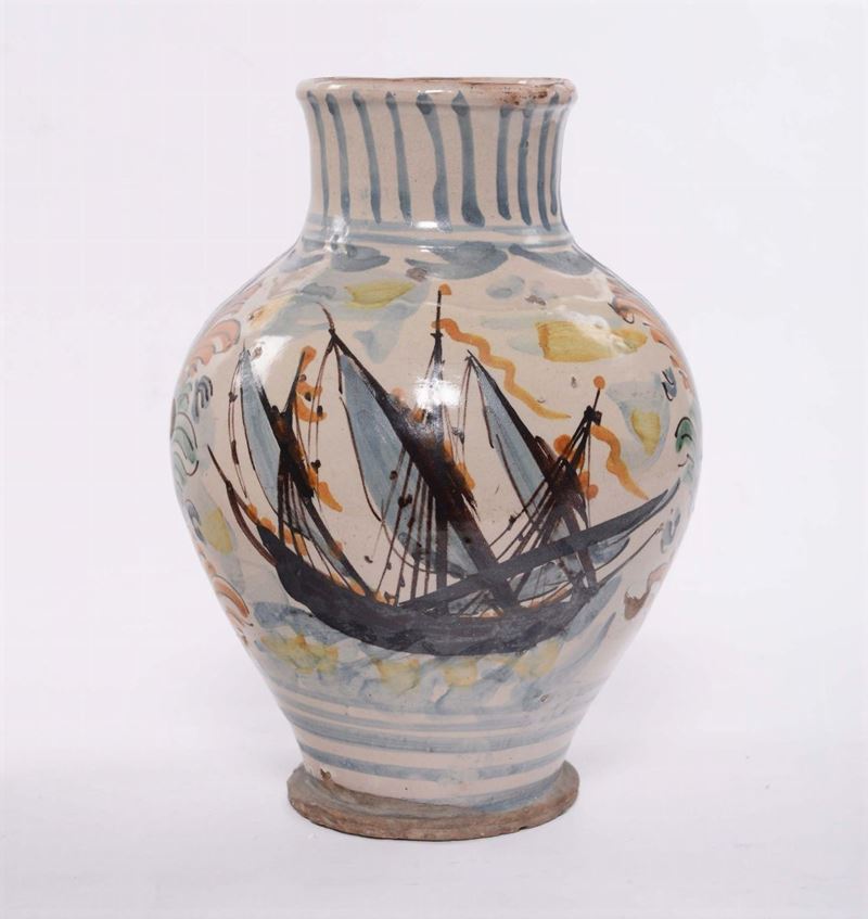 Boccia in maiolica, Velletri XVIII secolo  - Asta Maioliche Italiane dal XVI al XVIII Secolo - Cambi Casa d'Aste