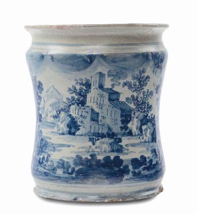 Albarello in Maiolica Bianco e Blu, Napoli XVIII Secolo