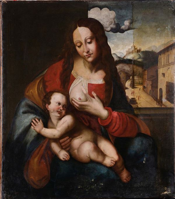Scuola Lombarda del XVII secolo Madonna con Bambino
