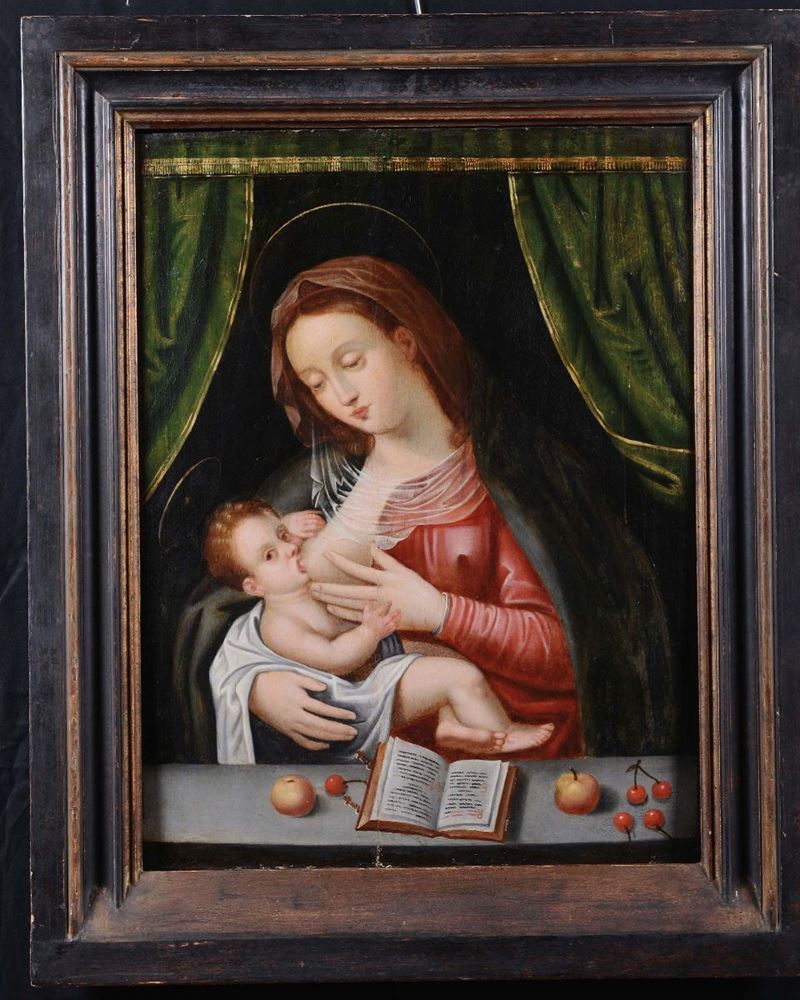 Scuola Franco-Fiamminga del XVI secolo Madonna con Bambino  - Asta Dipinti Antichi - Cambi Casa d'Aste