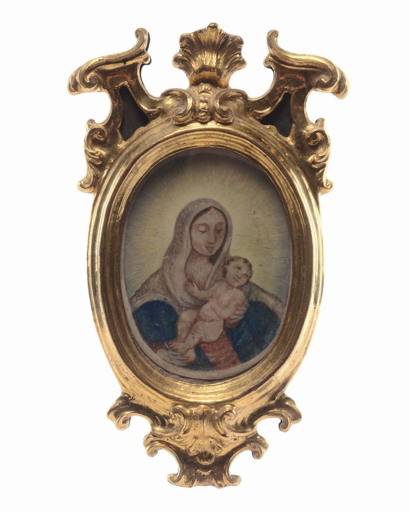 Scuola dell'Italia Centrale del XVII secolo Madonna con Bambino  - Asta Dipinti Antichi - Cambi Casa d'Aste
