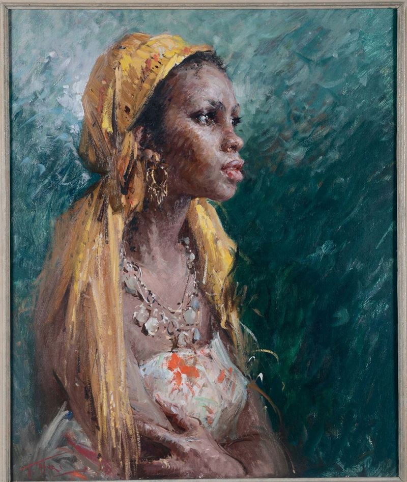 Clemente Tafuri (Salerno 1903 - Genova Pegli 1971) Ritratto di Abissina  - Auction Antique and Old Masters - Cambi Casa d'Aste