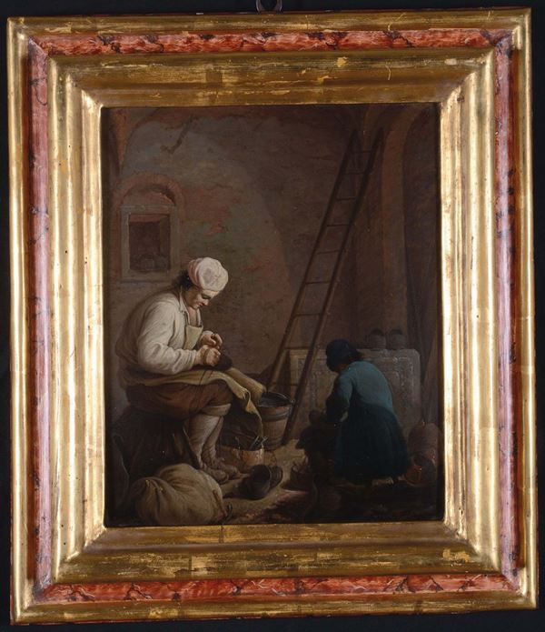 Giorgio Giacoboni (Piacenza 1716 - Venezia 1777) Scene d’interno con figure