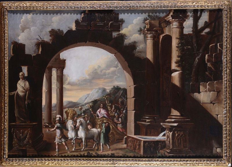 Viviano Codazzi (Bergamo 1604 - Roma 1670), ambito di Trionfo romano  - Asta Dipinti Antichi - Cambi Casa d'Aste