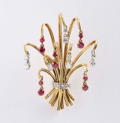 Spilla con Rubini e Diamanti