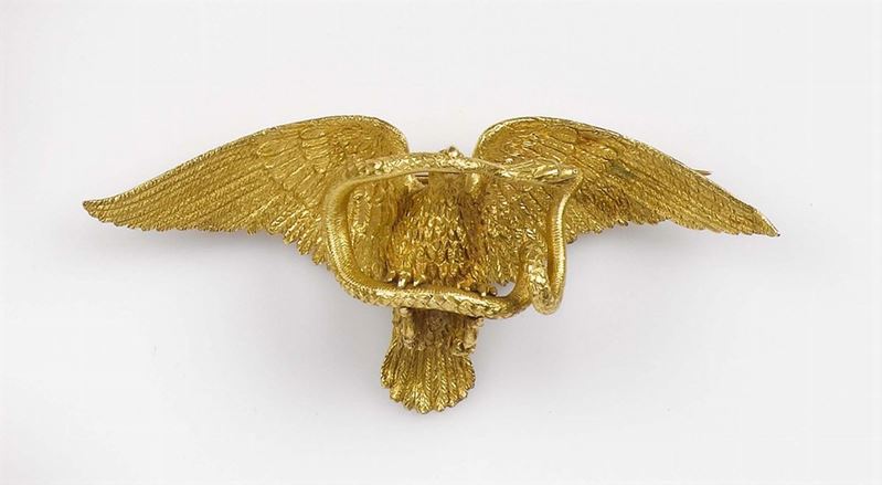 A gold eagle and snake brooch  - Auction Silver, Ancient and Contemporary Jewels - Cambi Casa d'Aste