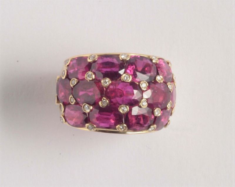 An ruby and diamond band ring  - Auction Silver, Ancient and Contemporary Jewels - Cambi Casa d'Aste