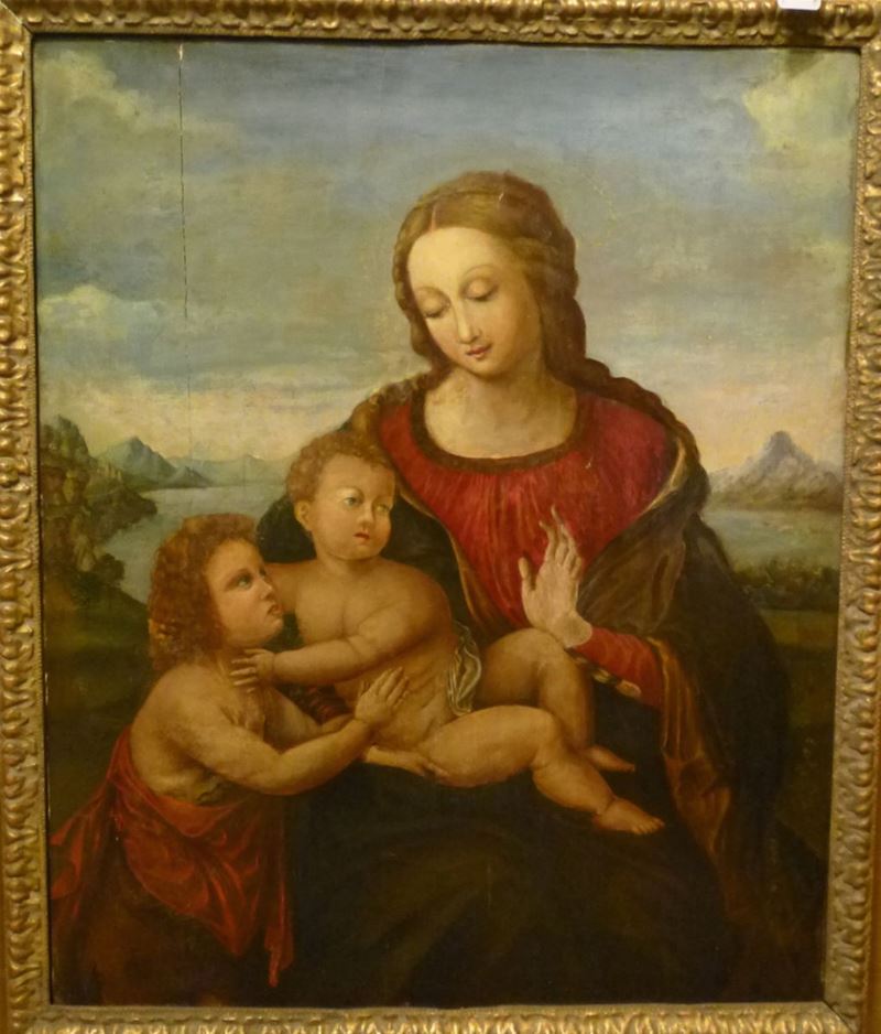 Anonimo del XVI secolo Madonna con Bambino e San Giovannino  - Asta Antiquariato e Dipinti Antichi - Cambi Casa d'Aste