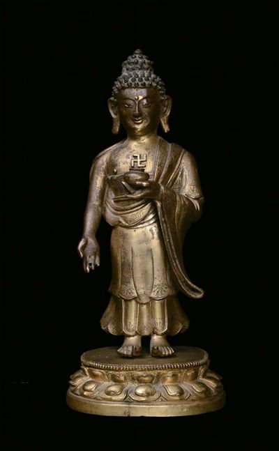 Bronzo Dorato Raffigurante Guandi, Cina, Dinastia Ming, XVII Secolo