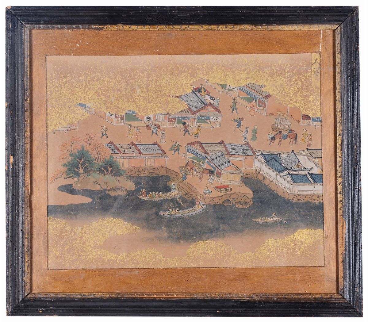 Coppia di Disegni Raffiguranti Vedute Orientali, Giappone, Periodo Edo (1603-1869)