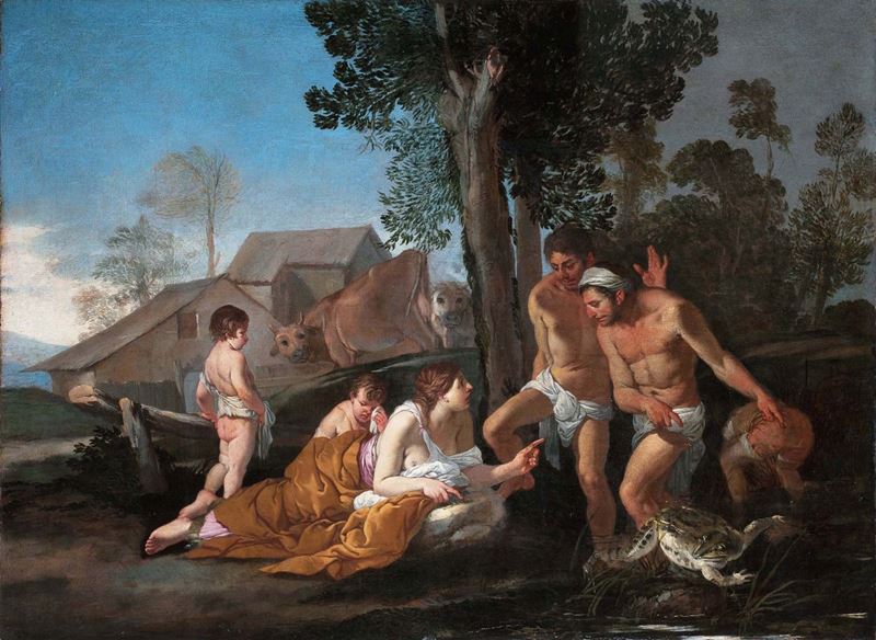Giulio Carpioni (Venezia 1613 - Vicenza 1678) Latona trasforma in rane i contadini della Licia  - Auction Old Masters - Cambi Casa d'Aste