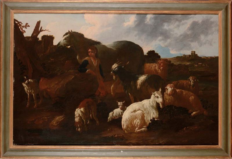 Philipp Peter Roos detto Rosa da Tivoli (Sankt Goar 1655/57 - Roma 1706) Pastorale  - Auction Old Masters - Cambi Casa d'Aste