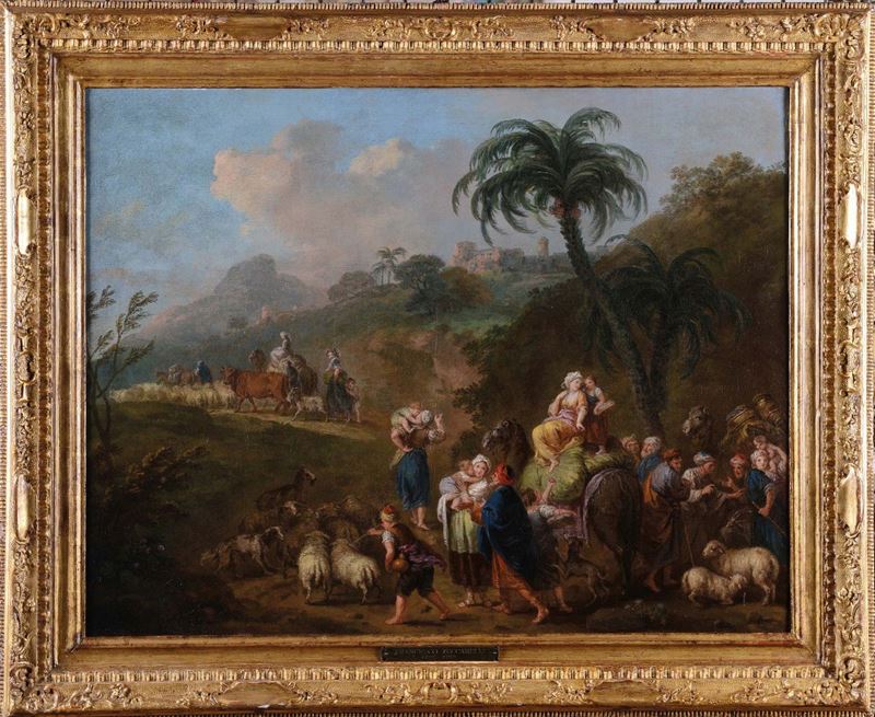 Francesco Zuccarelli (Pitigliano 1702 - Firenze 1788) Il viaggio della famiglia di Abramo  - Asta Dipinti Antichi - Cambi Casa d'Aste