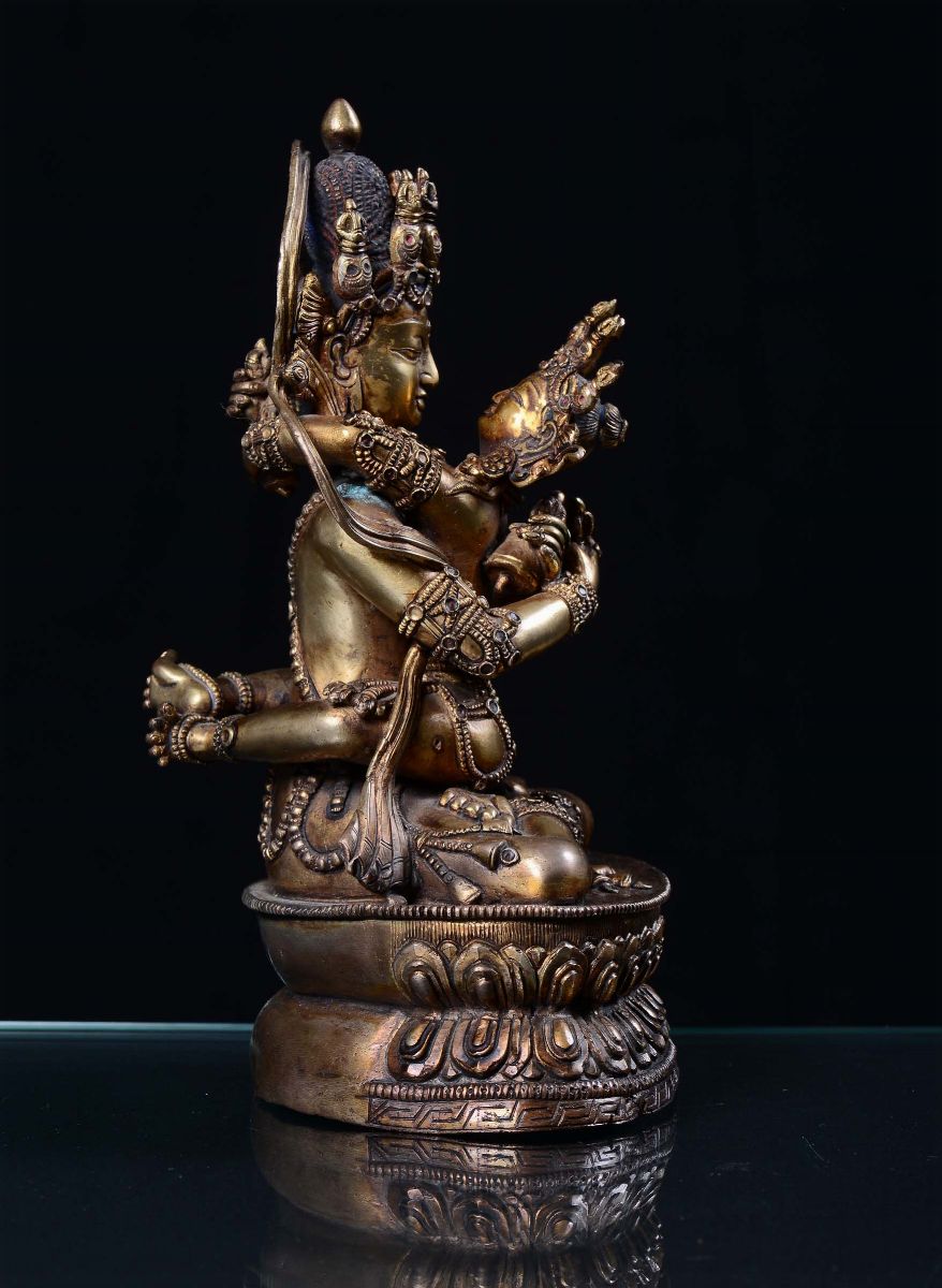 Divinità Tibetana in Bronzo Dorato, Tibet, XIX Secolo