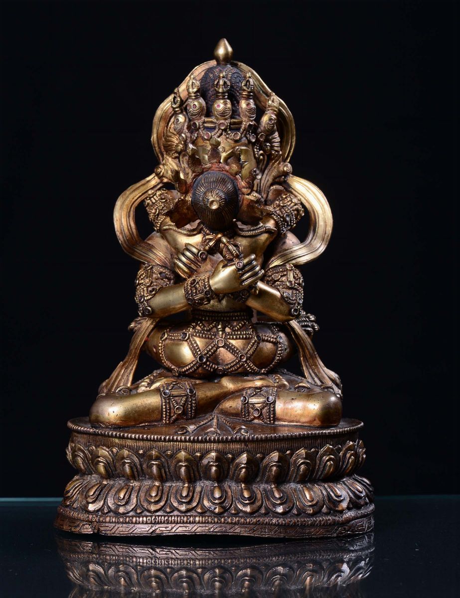 Divinità Tibetana in Bronzo Dorato, Tibet, XIX Secolo