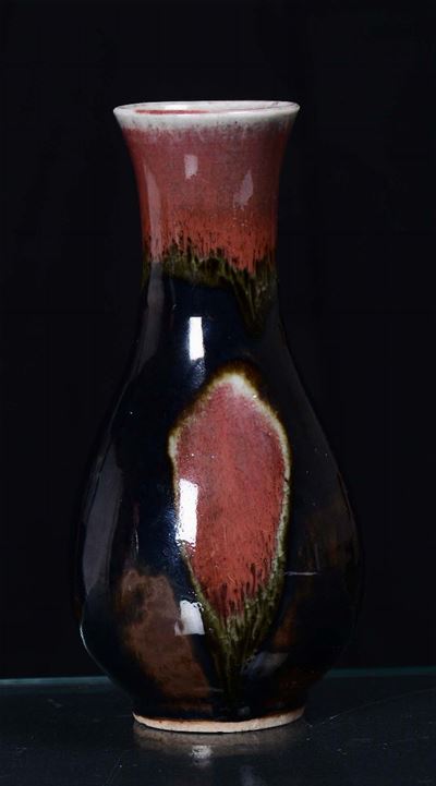 Vaso a Fiasca in Porcellana Flambè, Cina, Dinastia Qing, XIX Secolo