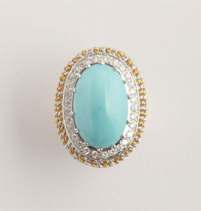 Anello con Turchese e Diamanti
