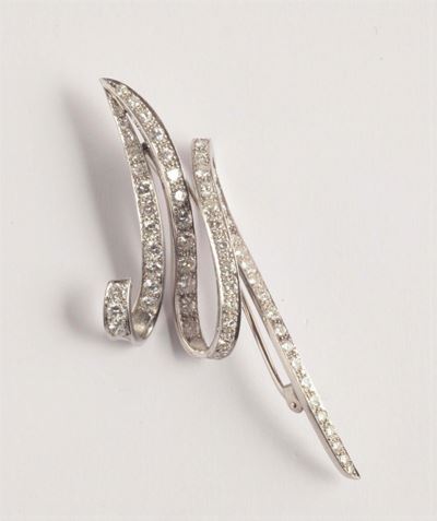 Spilla in Platino con Diamanti per Ct 3,00