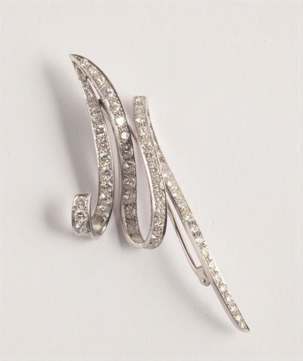 A platinum and diamond-set brooch