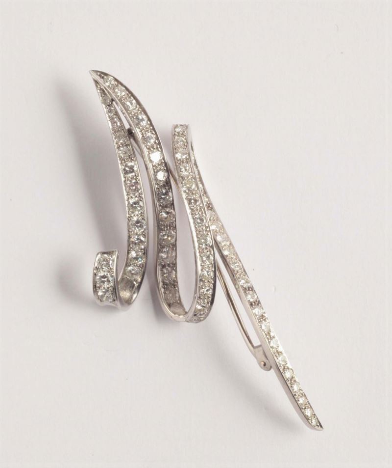 A platinum and diamond-set brooch  - Auction Silver, Ancient and Contemporary Jewels - Cambi Casa d'Aste