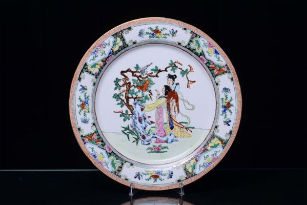 A polychrome porcelain dish, China, 20th century