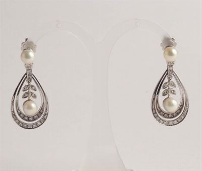 Orecchini con Diamanti e Perla