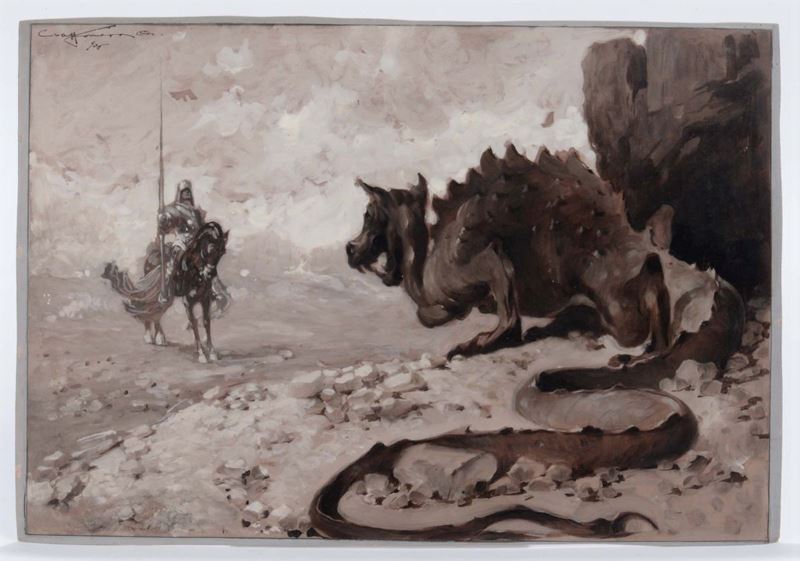 Aurelio Craffonara (1875-1945) San Giorgio e il drago  - Auction Time Auction 1-2014 - Cambi Casa d'Aste